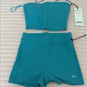 Alo blue splash short set brand new xxs